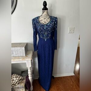 Vintage Jovani Fully Beaded 100% Silk Gown Women's size M/L